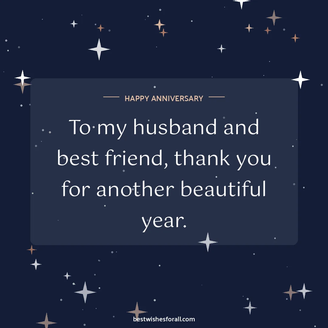 Anniversary wishes for husband in Marathi image: To my husband and best friend, thank you for another beautiful year.