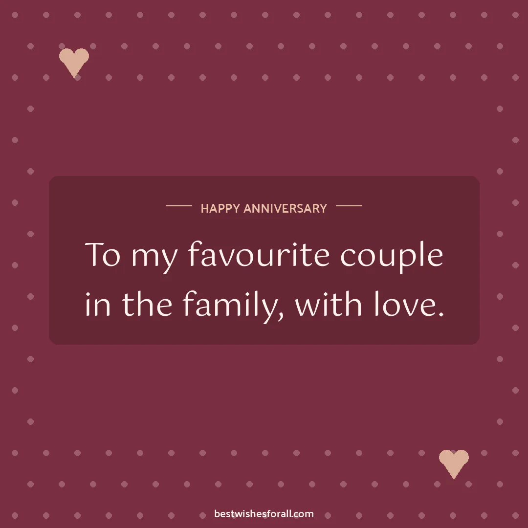 Anniversary wishes for uncle and aunty image: To my favourite couple in the family, with love.