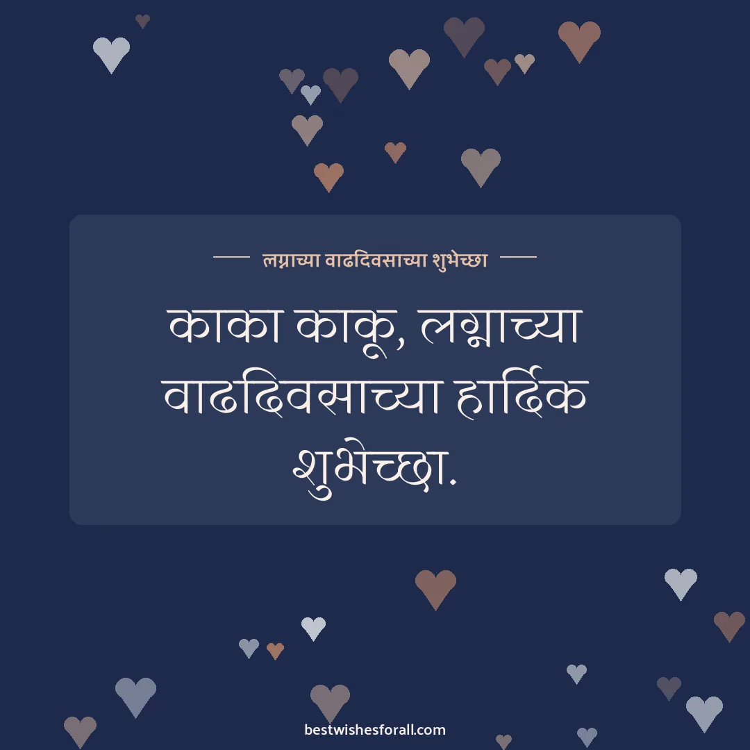 Anniversary wishes for uncle and aunty image: काका काकू, लग्नाच्या वाढदिवसाच्या हार्दिक शुभेच्छा.