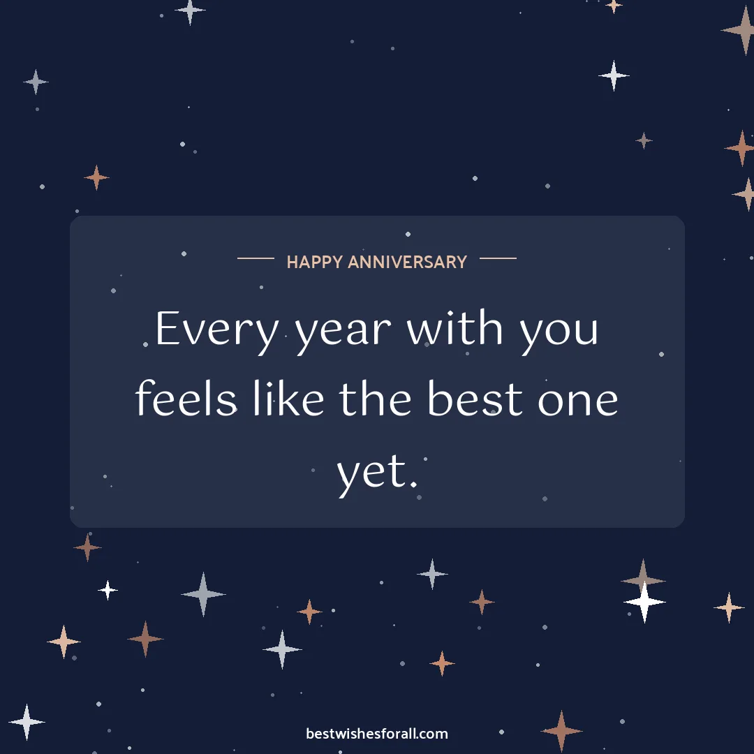 Anniversary wishes for wife image: Every year with you feels like the best one yet.