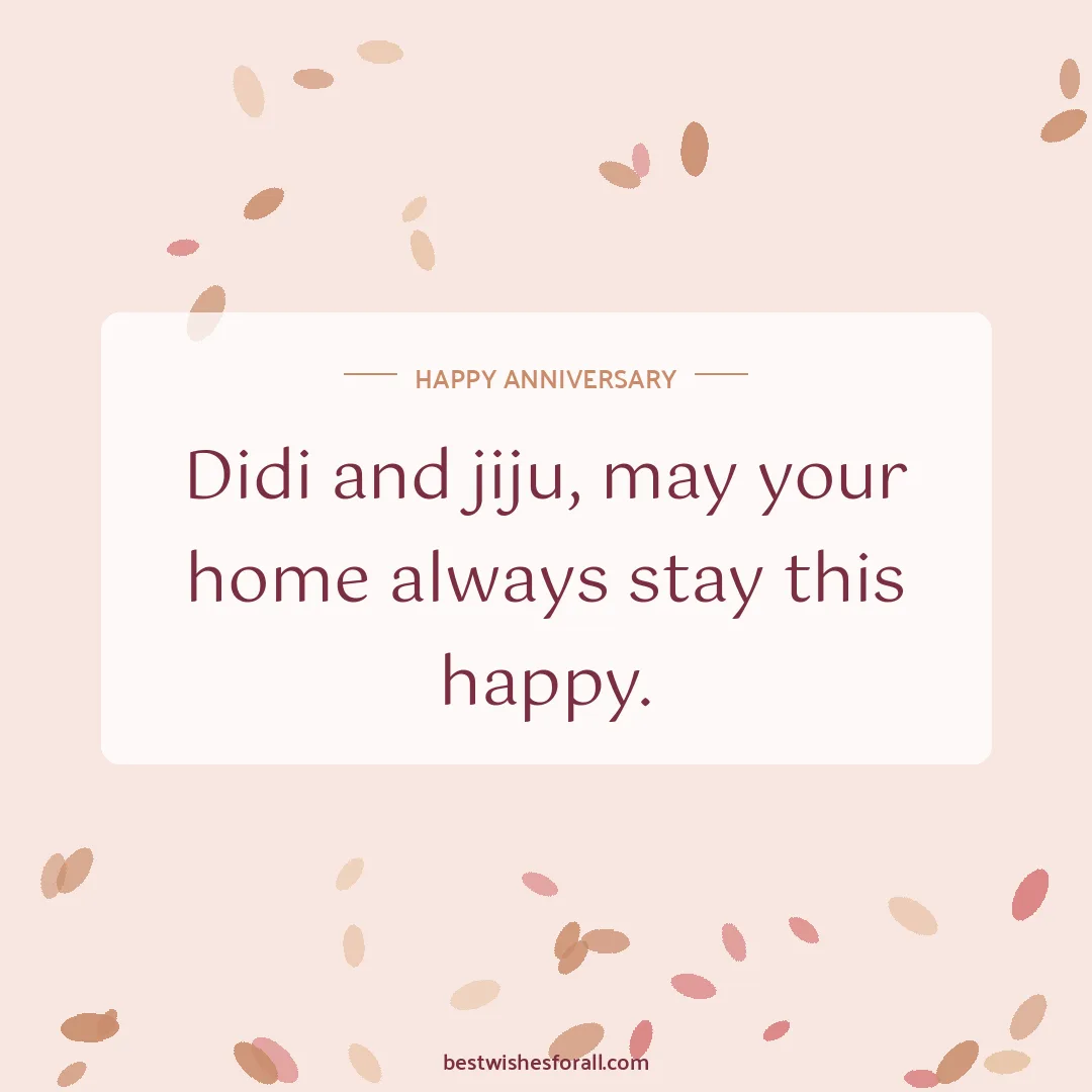Anniversary wishes images image: Didi and jiju, may your home always stay this happy.
