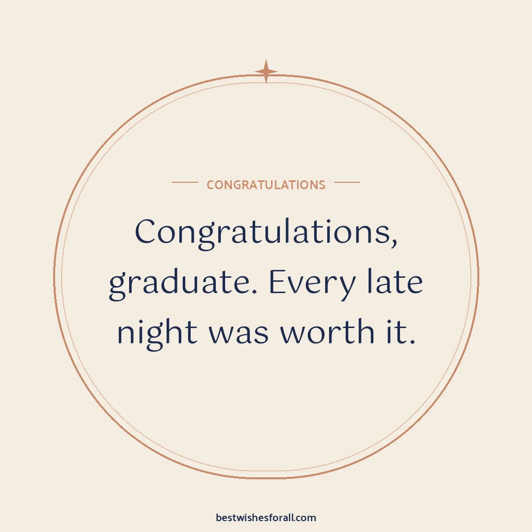 Graduation wishes image: Congratulations, graduate. Every late night was worth it.