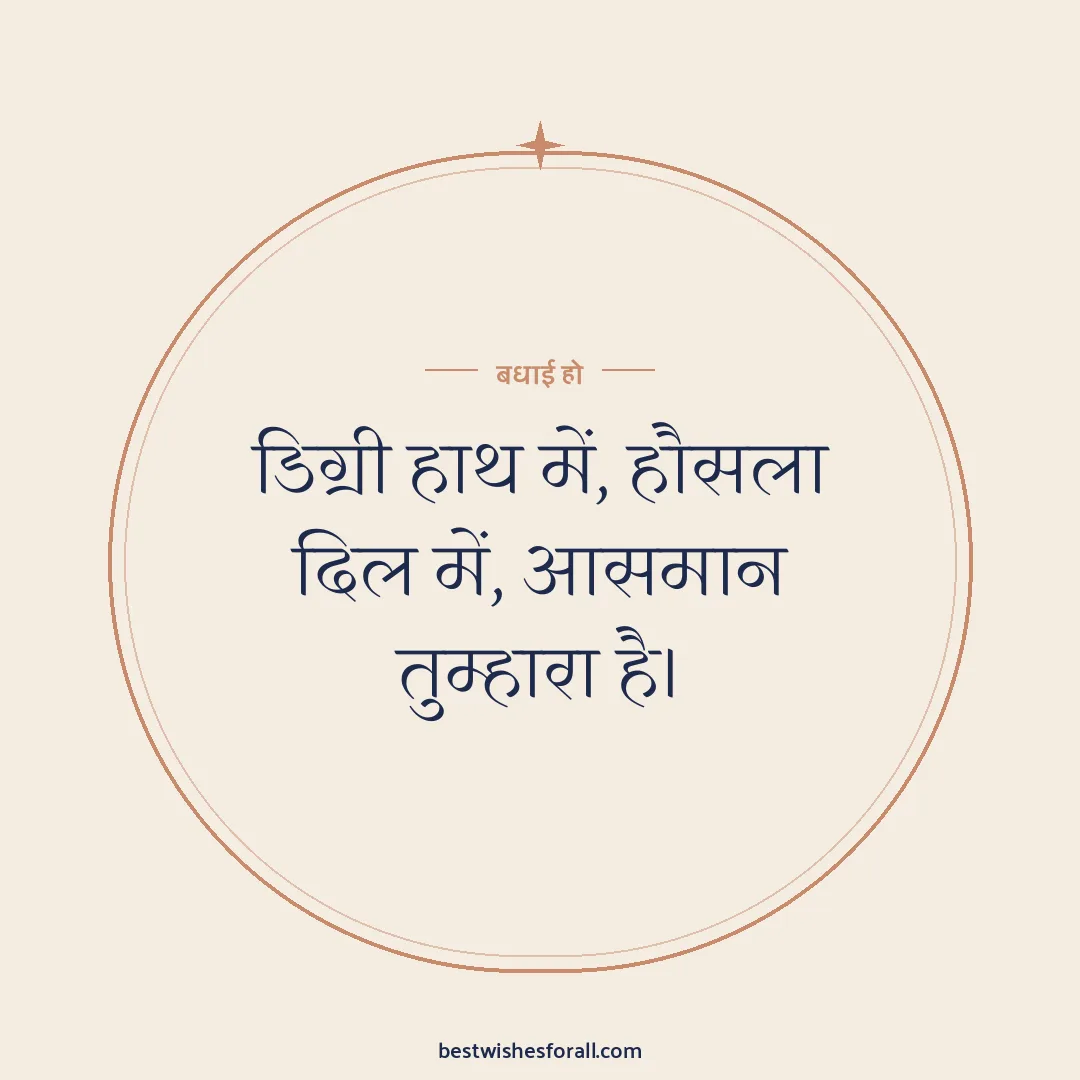 Graduation wishes image: डिग्री हाथ में, हौसला दिल में, आसमान तुम्हारा है।