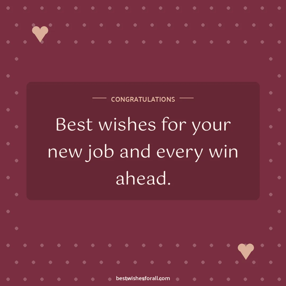 Promotion wishes image: Best wishes for your new job and every win ahead.